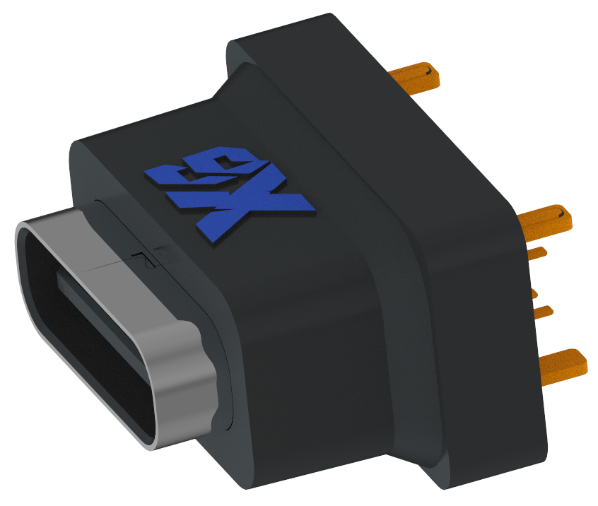 XB-TYPE C 16 P-2 XB縦型防水TYPE C 16 Pin縦型防水USBメスDIP H=9.3
